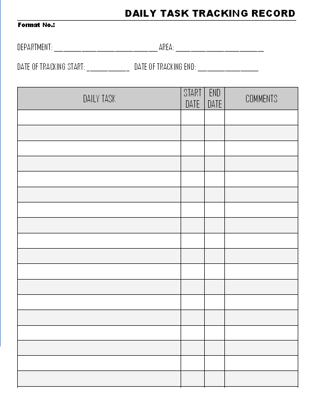 daily task list template excel