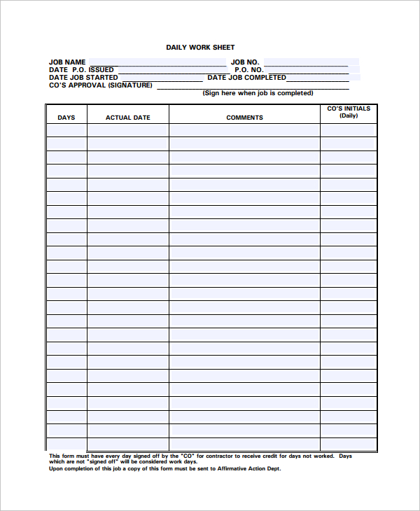 Work Log Template – 7+ Free Word, Excel, PDF Documents Download Work Log Template – 7+ Free Word, Excel, PDF Documents Download