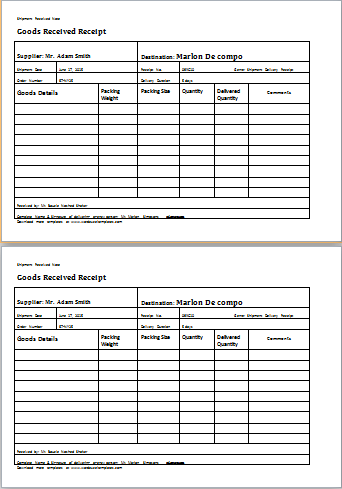 Delivery Receipt Template for Word | Word & Excel Templates