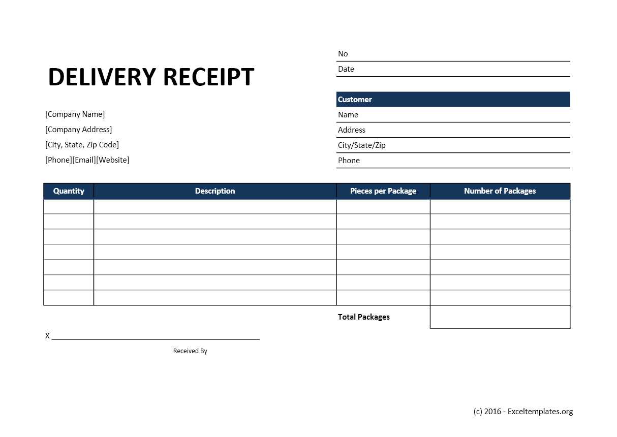 Delivery Receipt Template | Excel Templates | Excel Spreadsheets 