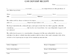 Car Deposit Receipt Template