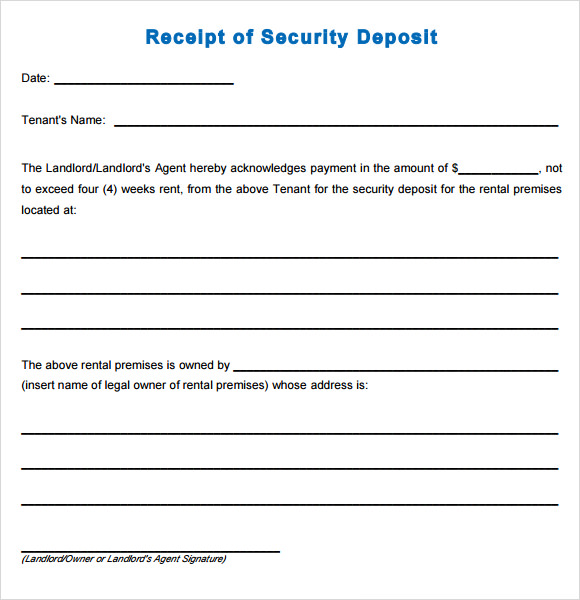 car deposit receipt template