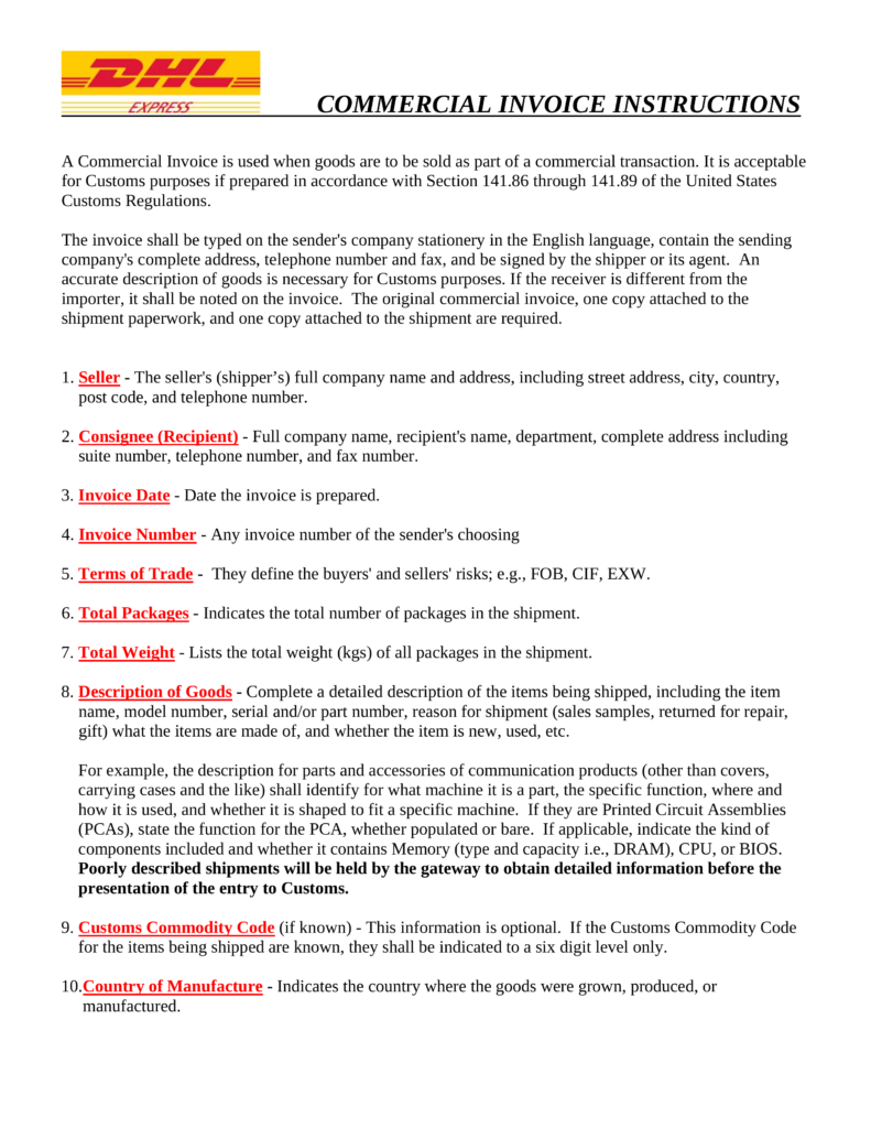 Commercial Invoice Template | invoice example Commercial Invoice Template | invoice example
