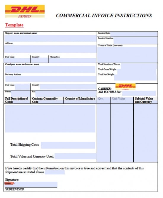 Dhl Commercial Invoice Form * Invoice Template Ideas Dhl Commercial Invoice Form * Invoice Template Ideas