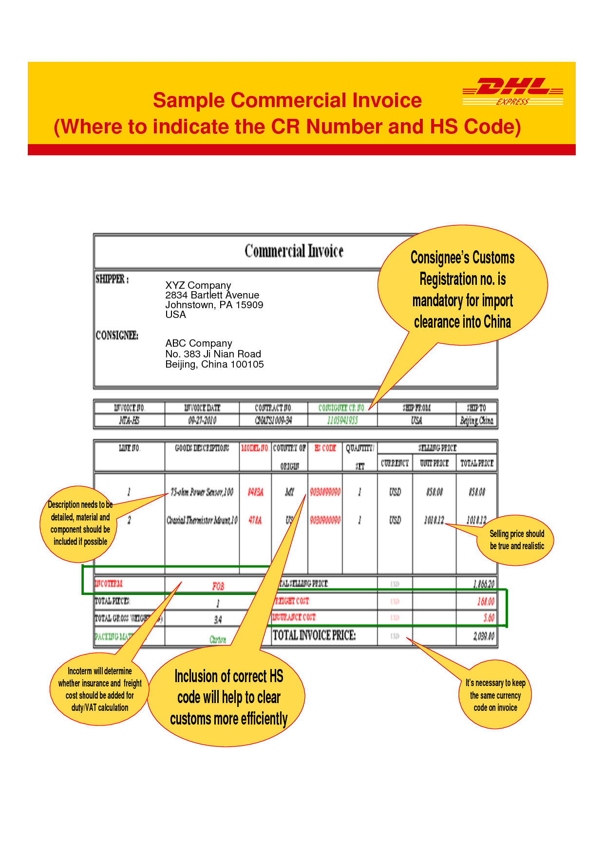 Dhl Commercial Invoice Form * Invoice Template Ideas