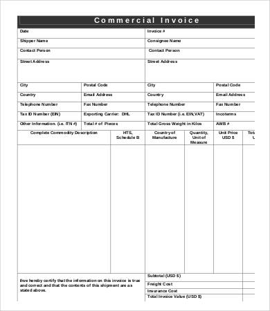 Commercial Invoice Template 7+ Free Word, PDF Documents Download 