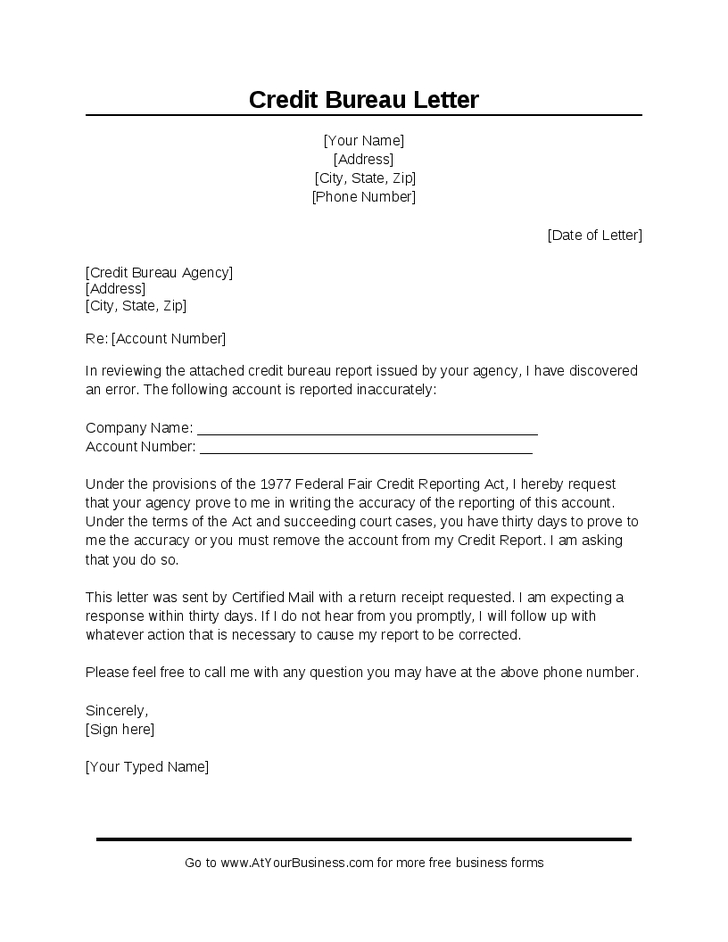 Credit Bureau Dispute Letter | custom college papers Credit Bureau Dispute Letter | custom college papers