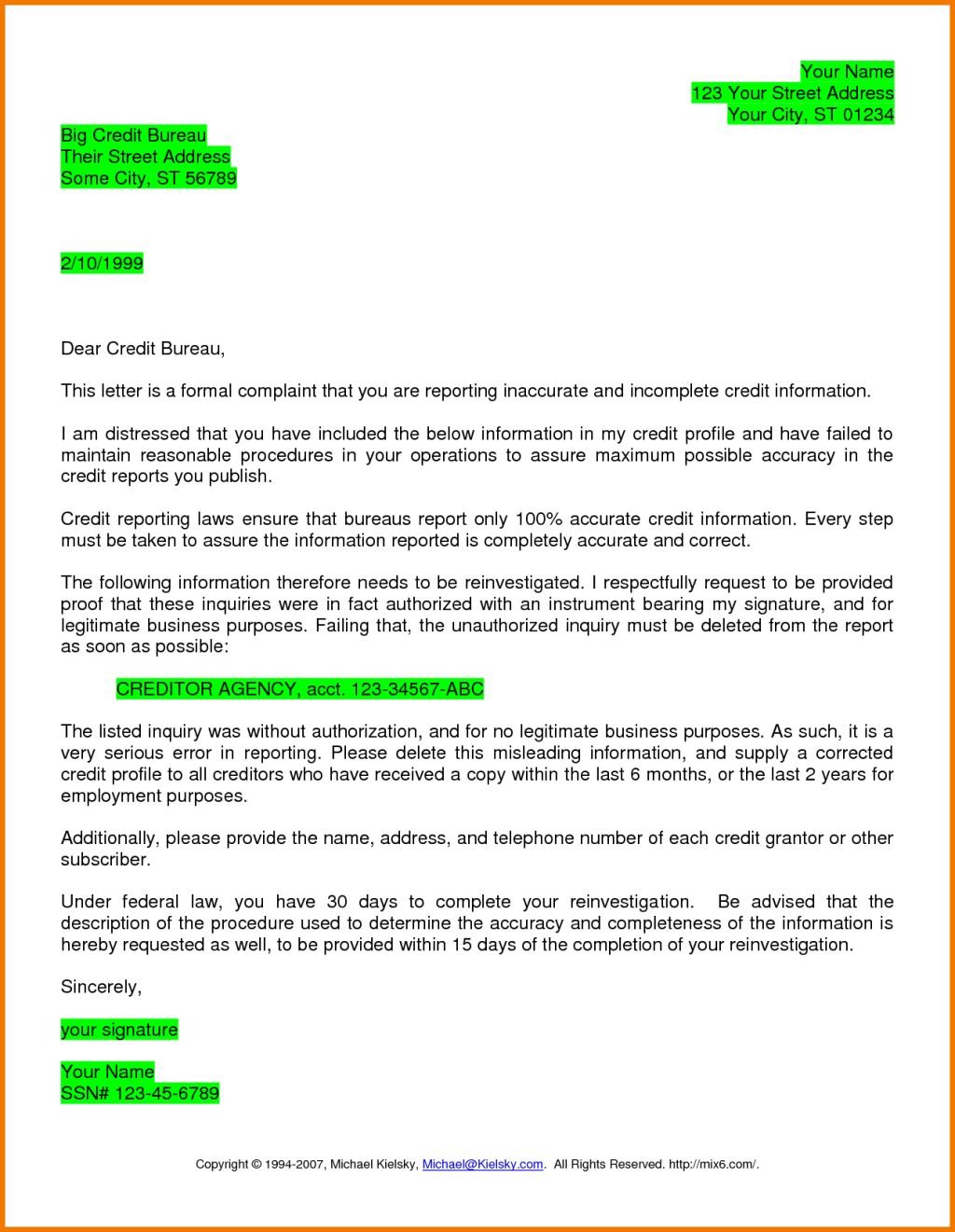 redit Dispute Letter Template redit Dispute Letter Template