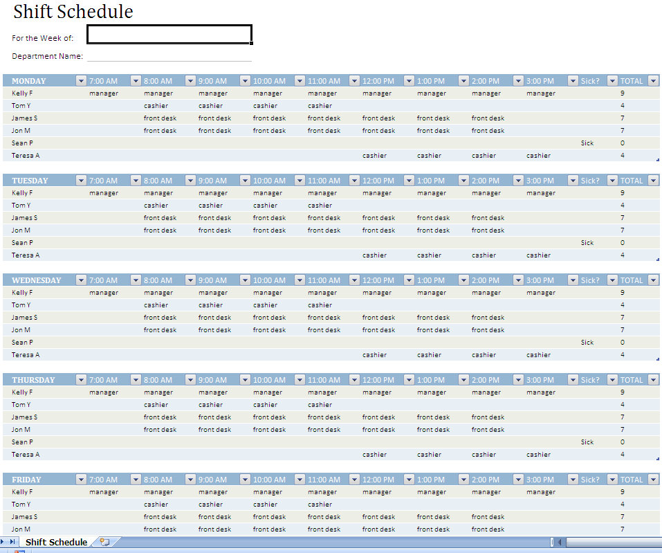 Employee Shift Schedule Template 12+ Free Word, Excel, PDF 