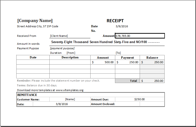 Cash Receipt Template for Excel Cash Receipt Template for Excel