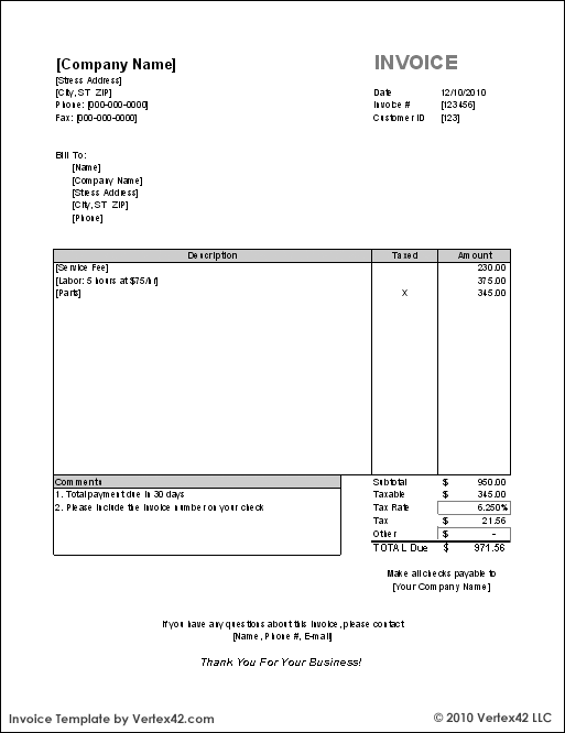 Free Excel Invoice Templates Smartsheet