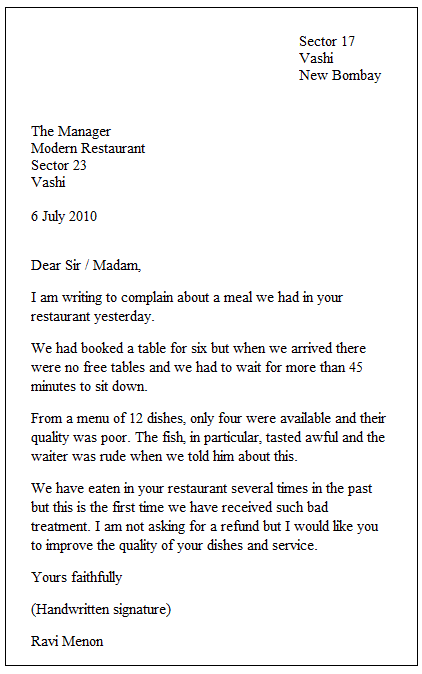 Example of a formal letter Example of a formal letter