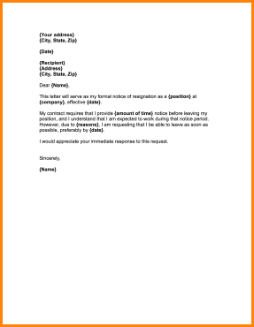 8+ formal resignation letter sample with notice period | receipts 