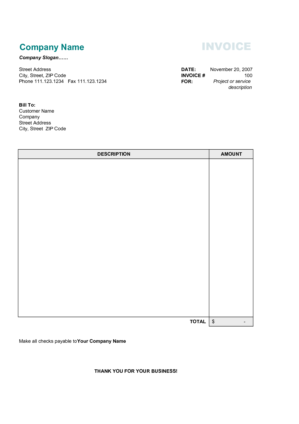 Free Invoice Templates For Word, Excel, Open Office | InvoiceBerry Free Invoice Templates For Word, Excel, Open Office | InvoiceBerry