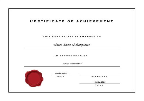 Free Printable Certificate of Achievement Blank Templates