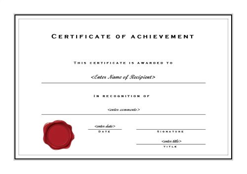 Free Printable Certificate of Achievement Blank Templates Free Printable Certificate of Achievement Blank Templates