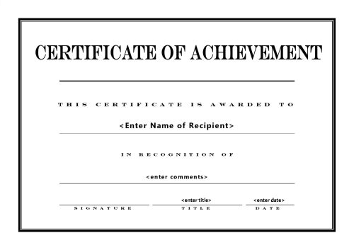Free Printable Certificate of Achievement Blank Templates