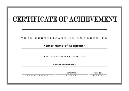 Free Printable Certificate of Achievement Blank Templates Free Printable Certificate of Achievement Blank Templates