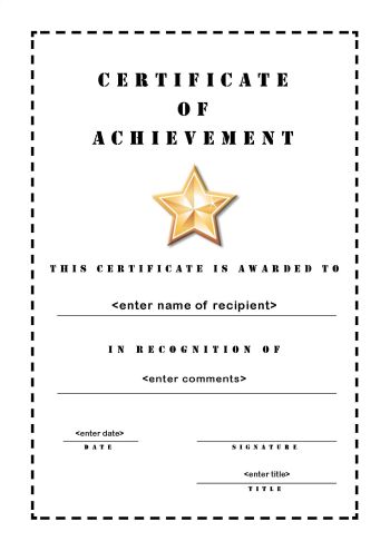 Free Printable Certificate of Achievement Blank Templates