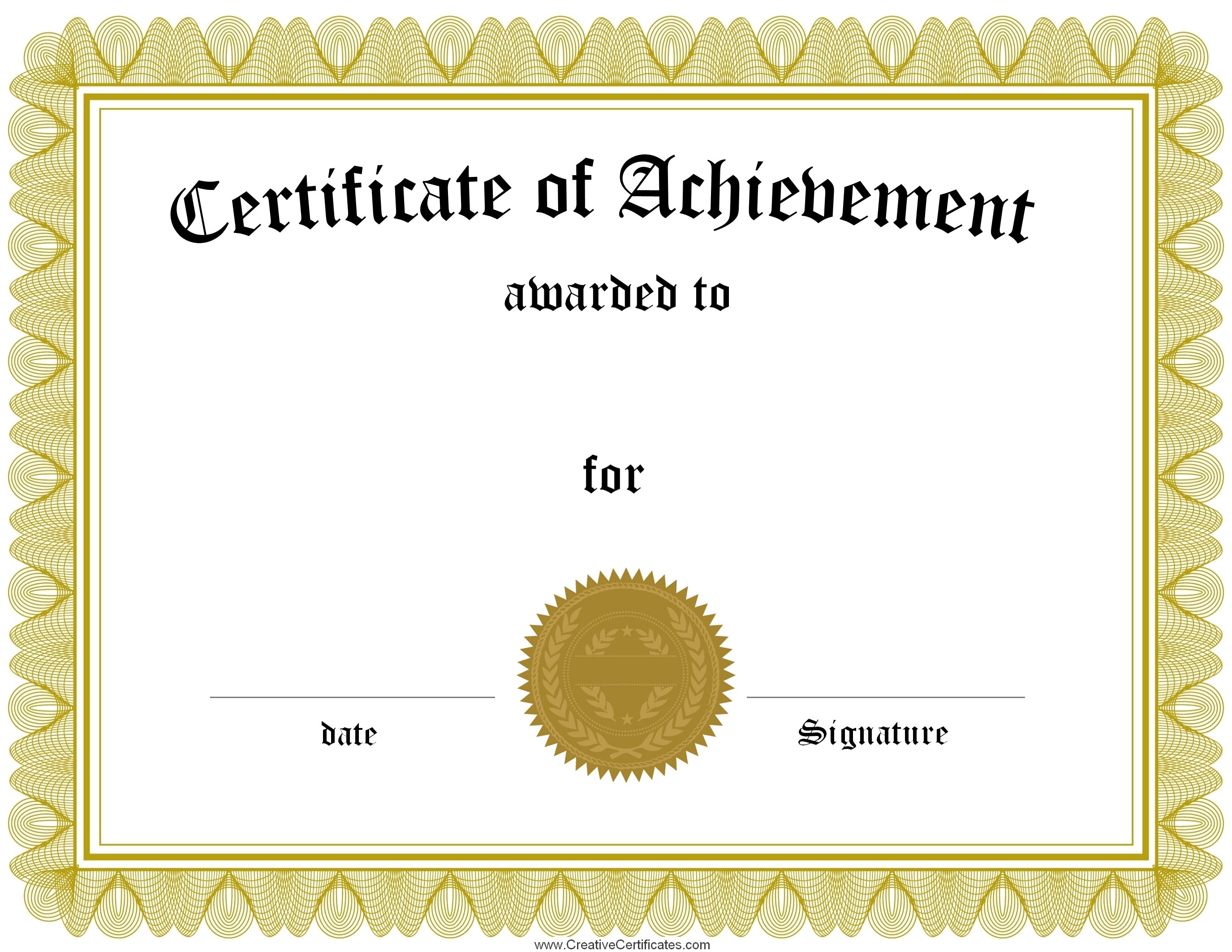 Free Customizable Certificate of Achievement Free Customizable Certificate of Achievement