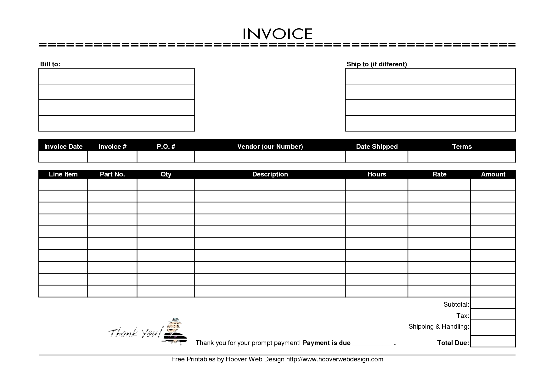 Blank Invoice Template Printable