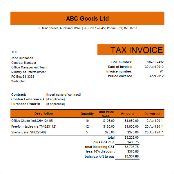 10+ Tax Invoice Template Download Free Documents in Word, PDF, Excel