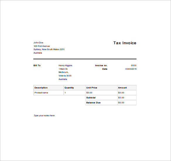 Sales Tax Invoice Format In Excel Free Download | invoice 