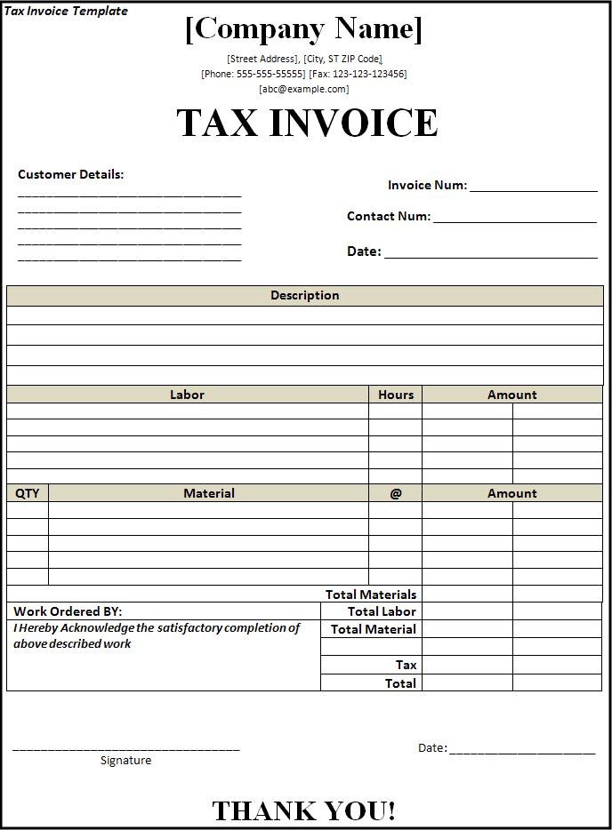 tax invoice template download tax invoice template download