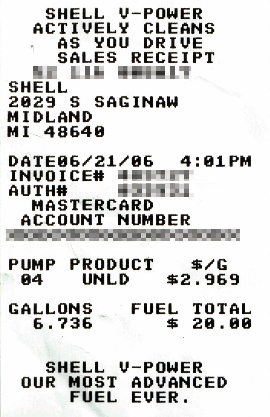 Gas Receipt Gas Receipt