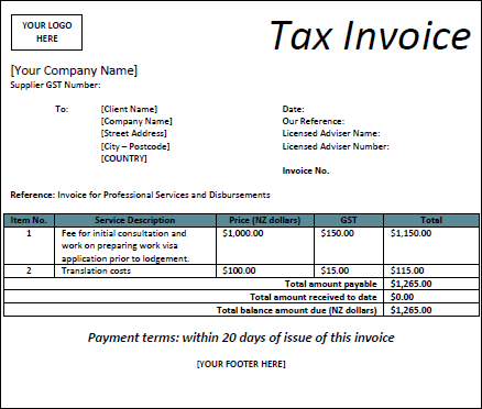 Gst Invoice Template Nz | invoice sample template