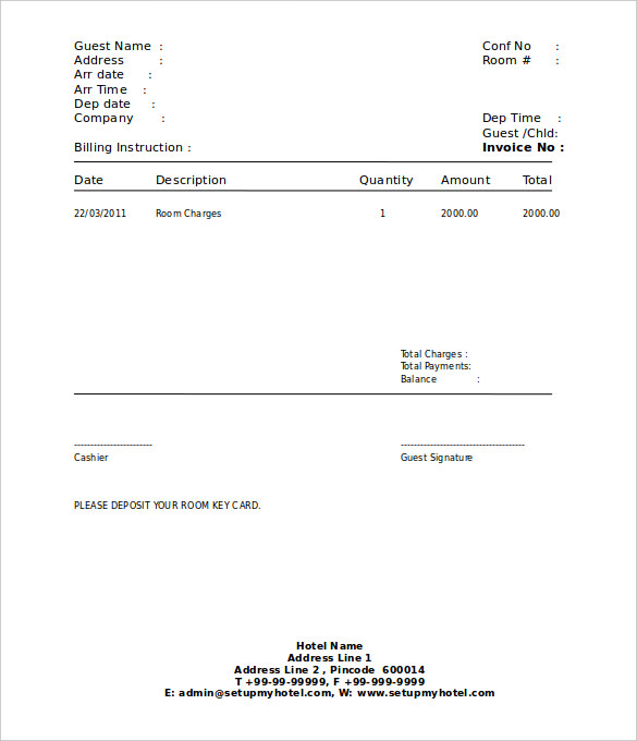 free hotel invoice template free hotel invoice template