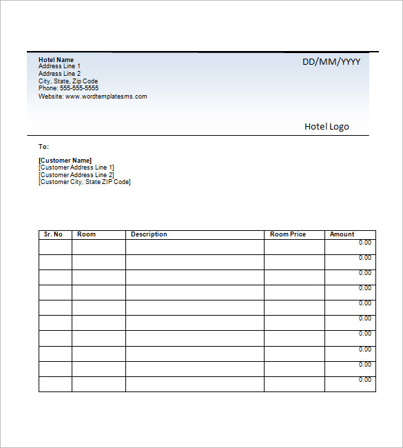 free hotel invoice template
