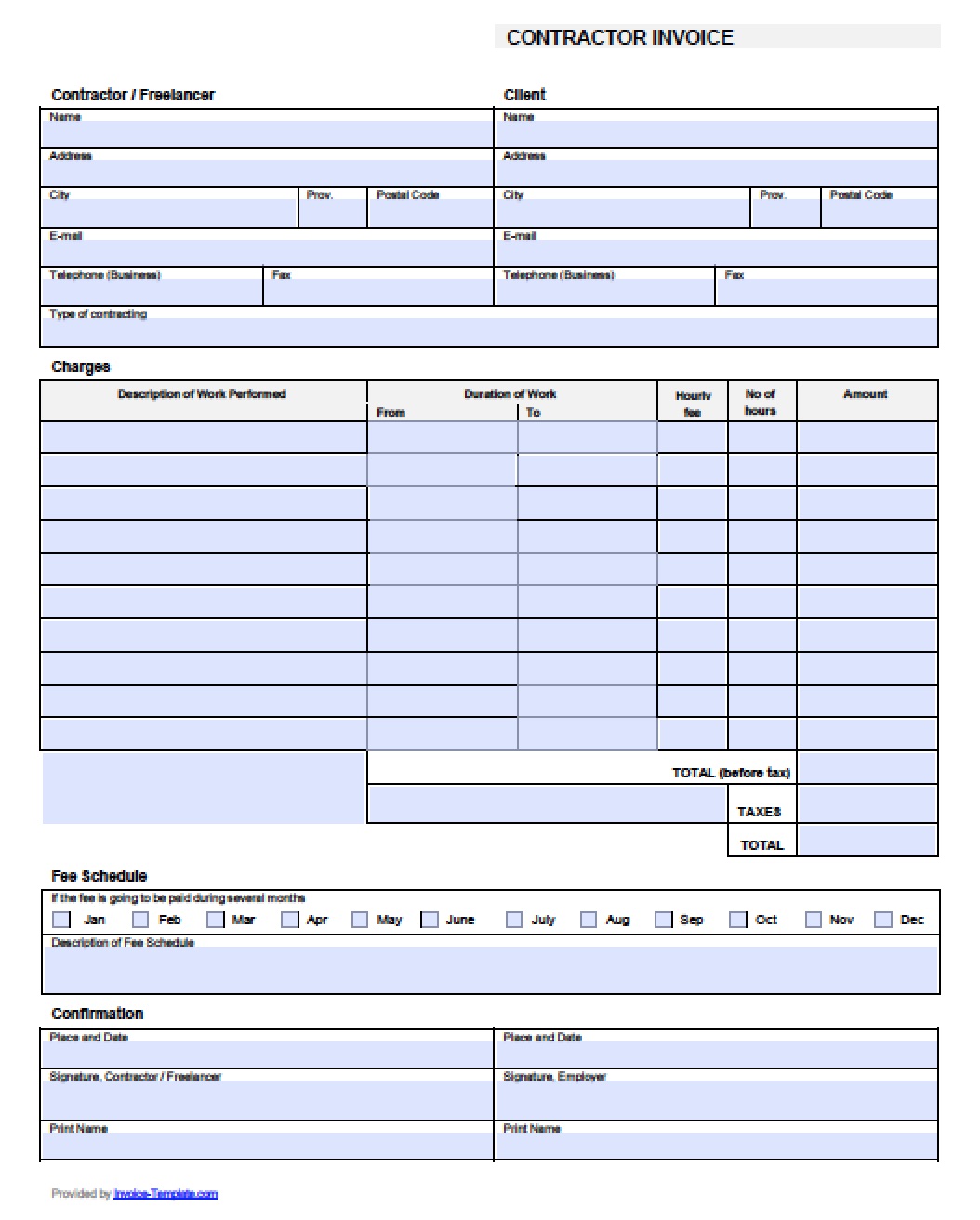 Contractor Invoice Templates | Free Invoice Template