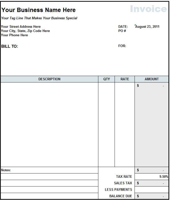 Independent Contractor Invoice Template Excel | invoice sample 