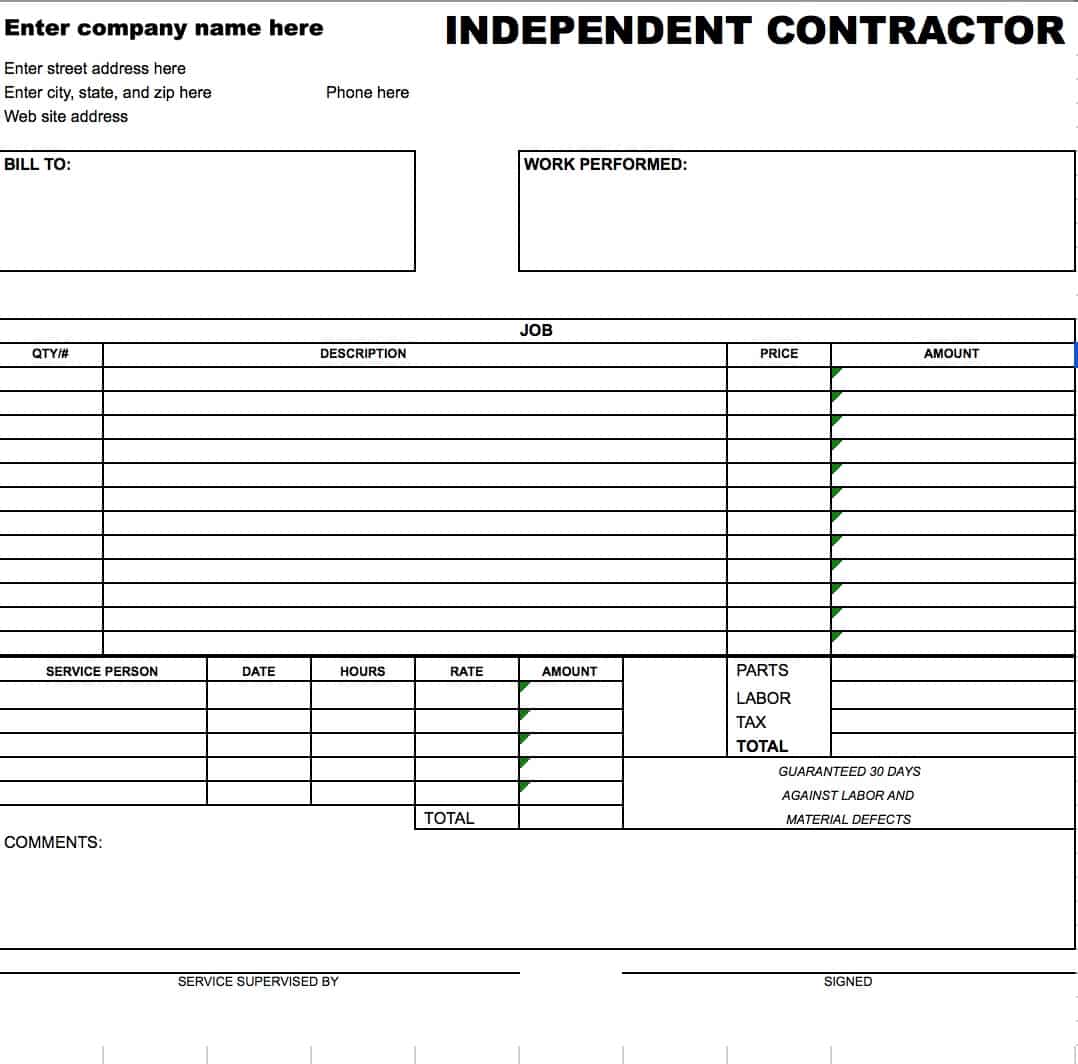 Free Independent Contractor Invoice Template | Excel | PDF | Word 