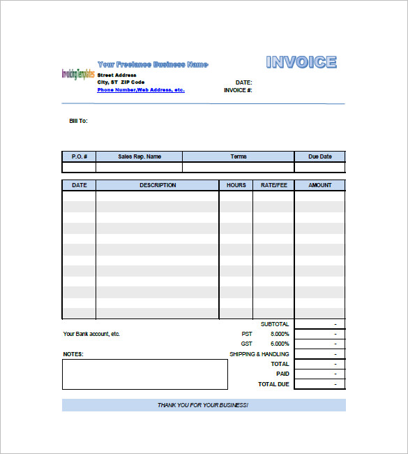 Freelancer Invoice Templates – 16+ Free Word, Excel, PDF Format 