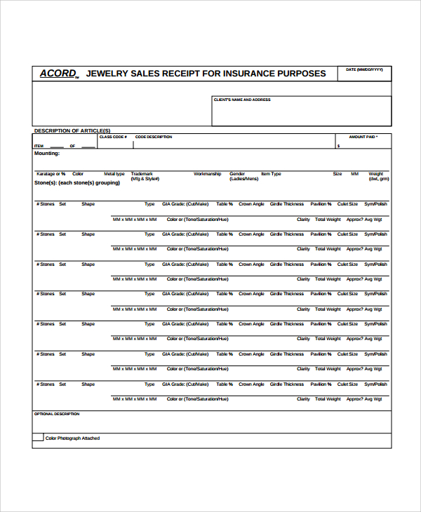 Jewelry Invoice Template