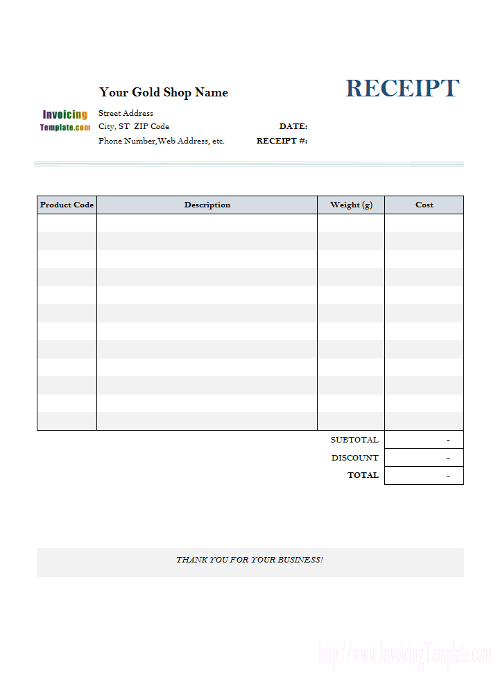 Gold Shop Receipt Template Uniform Invoice Software