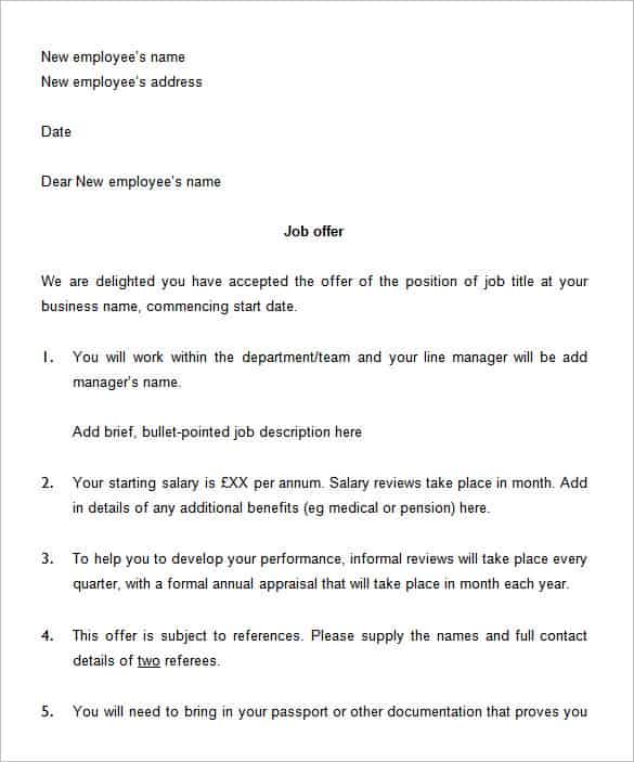 Letter of Job Offer Letter of Job Offer