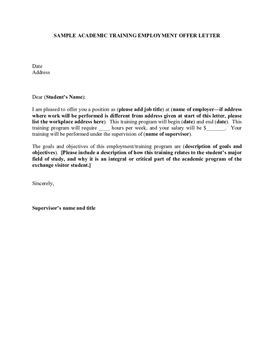 Job Offer Letter Template for Word