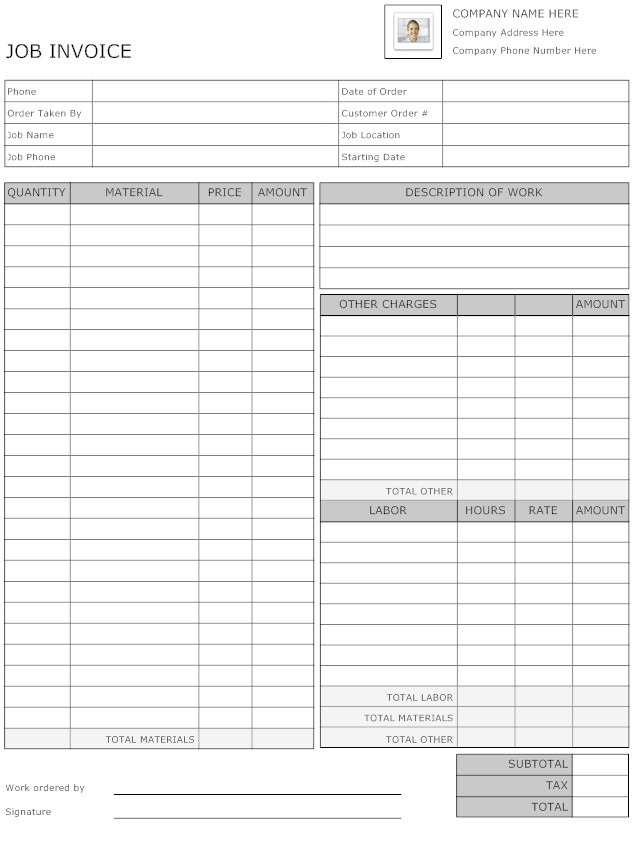Work Receipt Template | Free Invoice Template