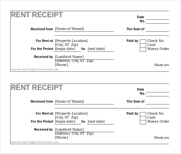 10 Free Rent Receipt Templates