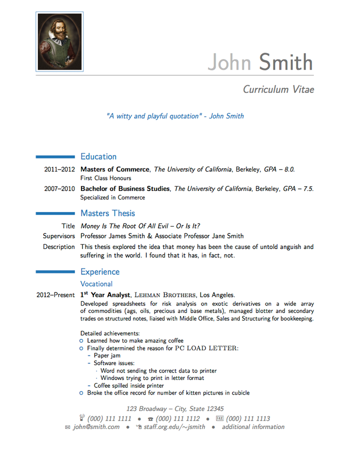 Resume Examples. latex resume templates cv mit tutorial class 