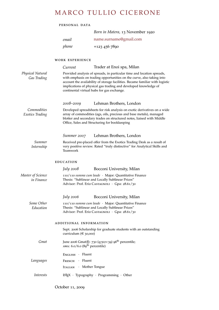 LaTeX Templates » Curricula Vitae/Résumés LaTeX Templates » Curricula Vitae/Résumés