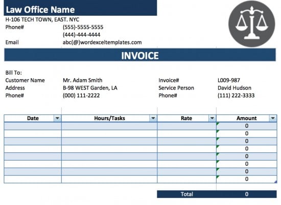 Free Legal (Attorney/Lawyer) Invoice Template | Excel | PDF | Word 
