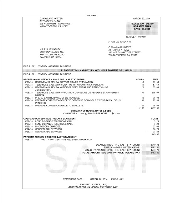 Legal Invoice Templates – 12+ Free Word, Excel, PDF Format 