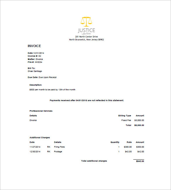 Legal Invoice Templates – 12+ Free Word, Excel, PDF Format 
