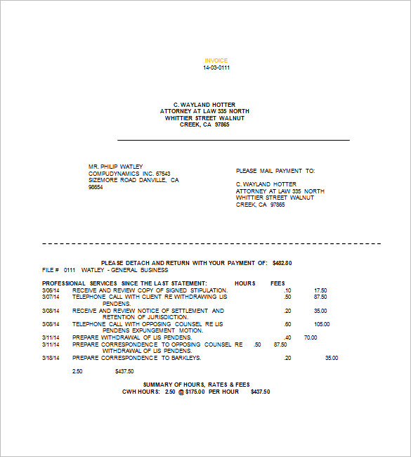 Legal Invoice Templates – 12+ Free Word, Excel, PDF Format 