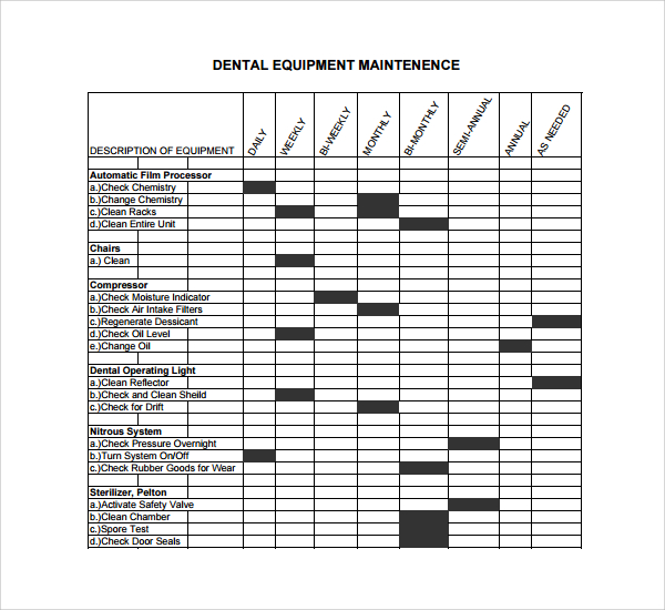 Preventive Maintenance Schedule Template 35+ Free Word, Excel 