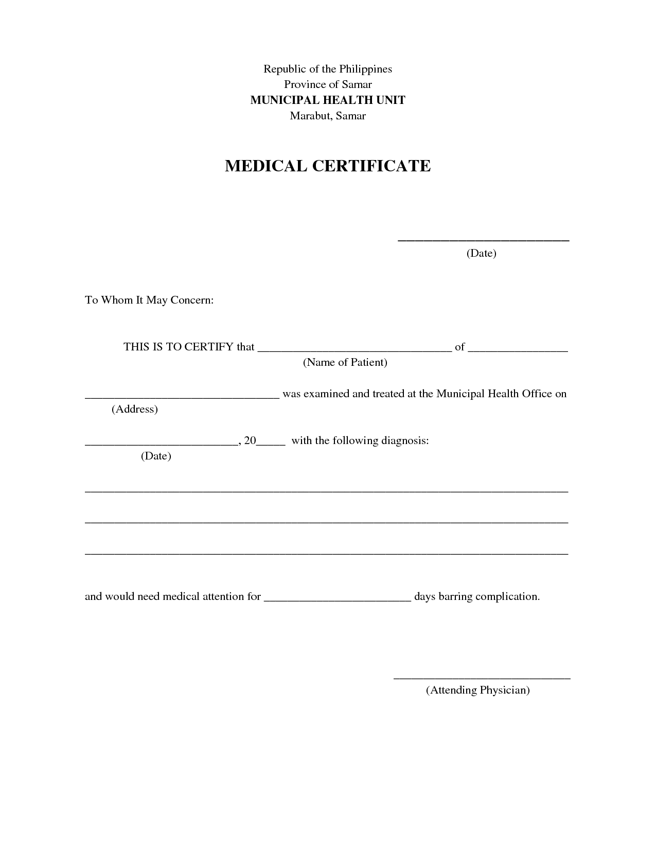 Medical Certificate Template Doc printable receipt template